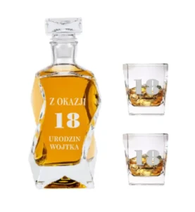 Karafka z Grawerem do whisky + 2 szklanki PREZENT