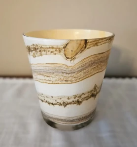 Stylowa szklana osłonka na kwiaty / wazon H16 cm C255