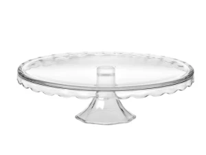 Patera na tort szklana 32 cm z falbanami tortownica Jasło