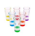 Kieliszki do wódki "Kolorowe dno" 25ml Komplet 6 szt.